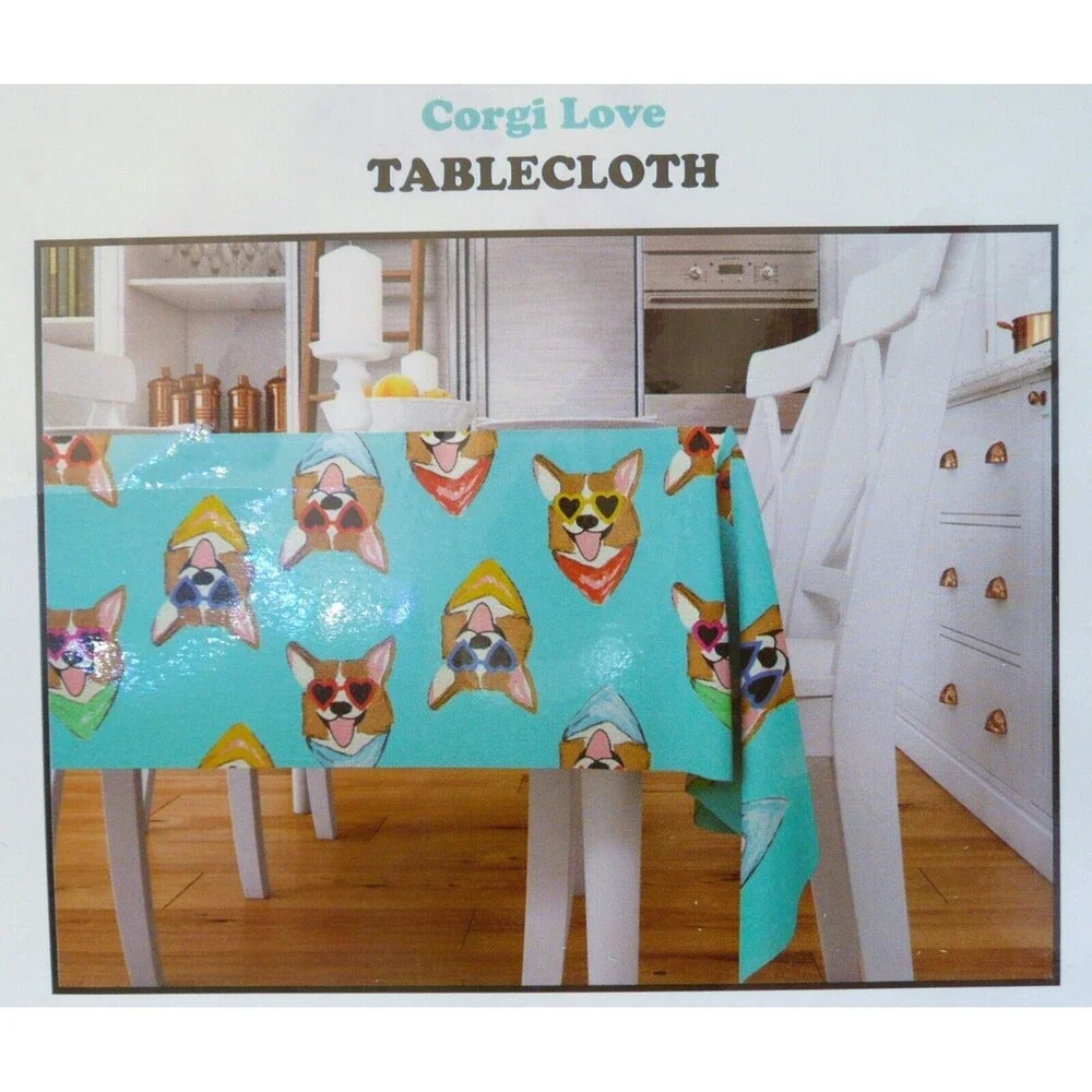Corgi Love Table Cloth Dogs Sunglasses Summer Bouffants & Broken Hearts 60 x 120